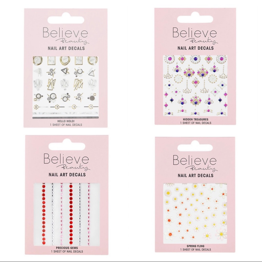 4 Packs of Believe Beauty Nail Art Decal Stickers